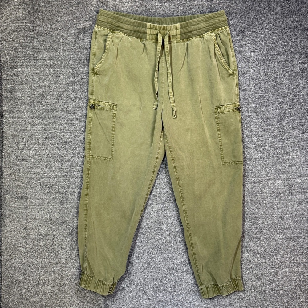 Aerie Cargo‎ Jogger Pants Womens L Olive Green Lyocell Elastic Waist